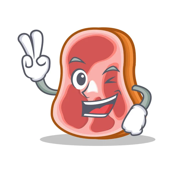 Zwei Finger Fleisch Charakter Cartoon-Essen — Stockvektor