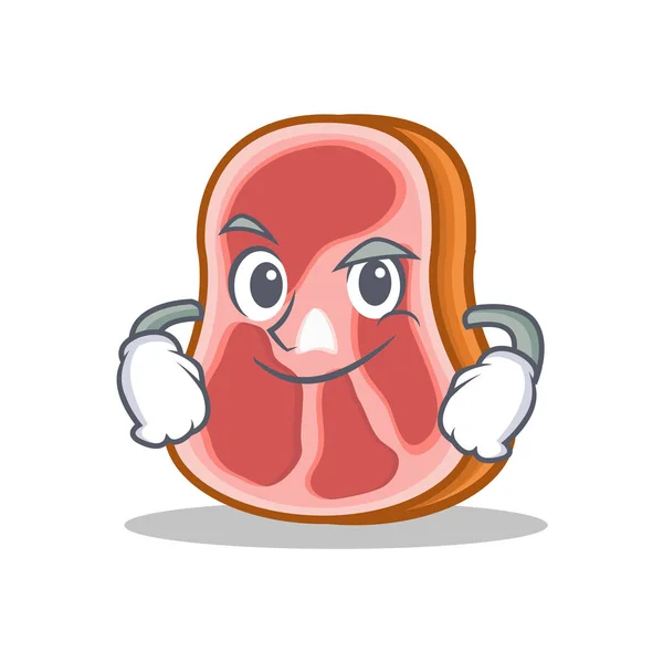 Smirking karakter daging kartun makanan - Stok Vektor