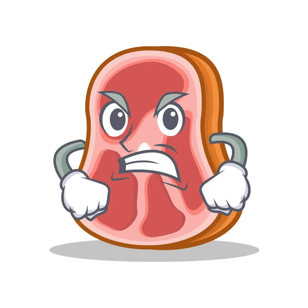 Angry maso charakter kreslený food — Stockový vektor