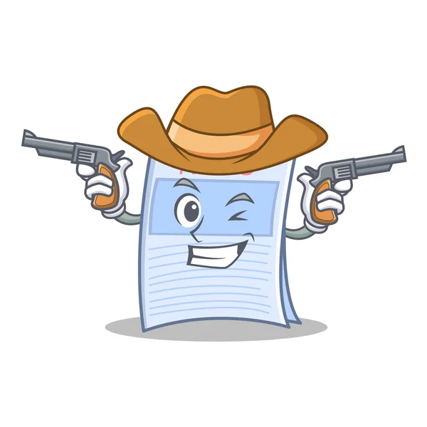 Cowboy jornal personagem desenho animado estilo — Vetor de Stock