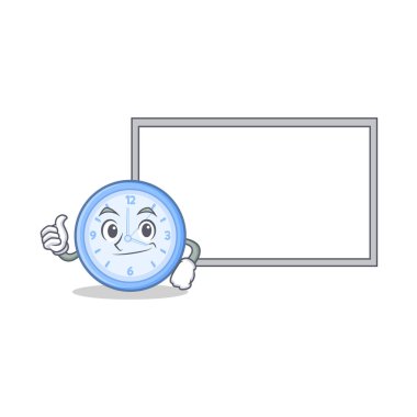 Başparmak yukarıya kurulu saat karakter karikatür tarzı ile