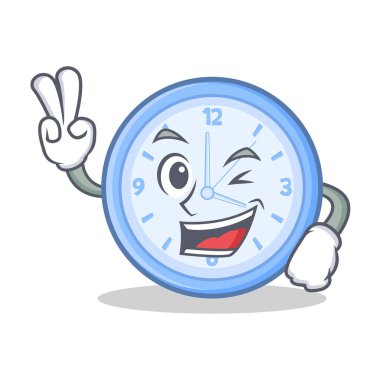 İki saat karakter karikatür tarzı parmak