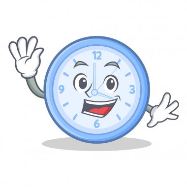 Saat karakter karikatür tarzı sallayarak