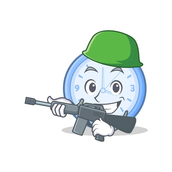 Army clock character cartoon style — Stock Vector