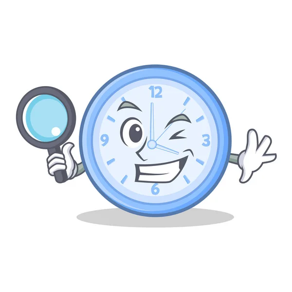 Detective reloj personaje estilo de dibujos animados — Archivo Imágenes Vectoriales