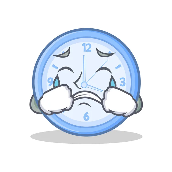 Crying clock character cartoon style — Stock Vector
