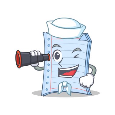 Denizci ile dürbün defter karakter karikatür çizmek