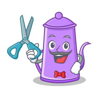 Kuaför mor çaydanlık karakter karikatür