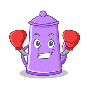 Boks mor çaydanlık karakter karikatür