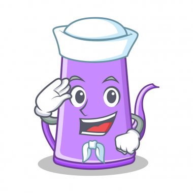 Denizci mor çaydanlık karakter karikatür