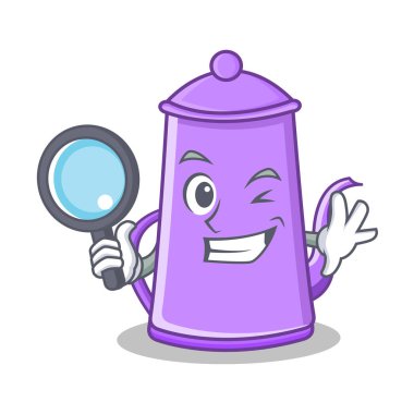 Dedektif mor çaydanlık karakter karikatür