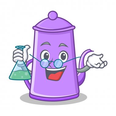 Profesör mor çaydanlık karakter karikatür