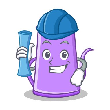 Mimar mor çaydanlık karakter karikatür