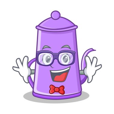 Geek mor çaydanlık karakter karikatür