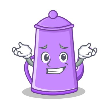 Mor çaydanlık karakter karikatür sırıtarak