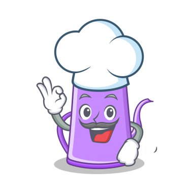 Şef mor çaydanlık karakter karikatür