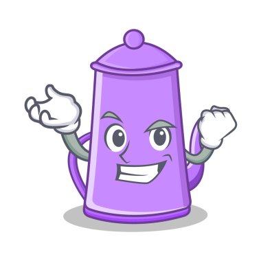 Başarılı mor çaydanlık karakter karikatür