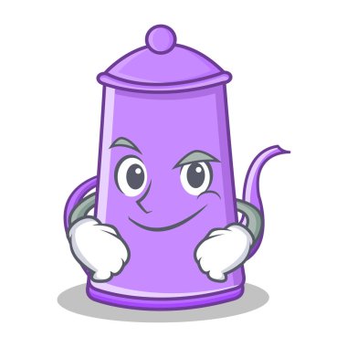Smirking mor çaydanlık karakter karikatür