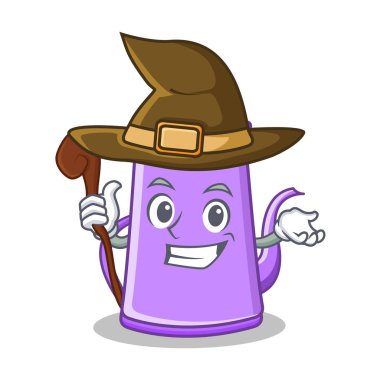 Cadı mor çaydanlık karakter karikatür