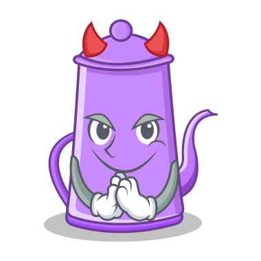 Şeytan mor çaydanlık karakter karikatür