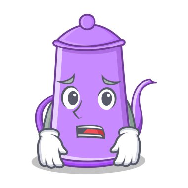 Korkarım mor çaydanlık karakter karikatür