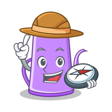 Explorer mor çaydanlık karakter karikatür