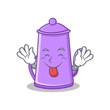 Mor çaydanlık karakter karikatür dil