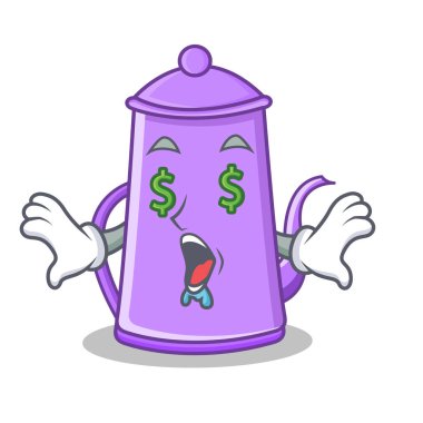 Para göz mor çaydanlık karakter karikatür