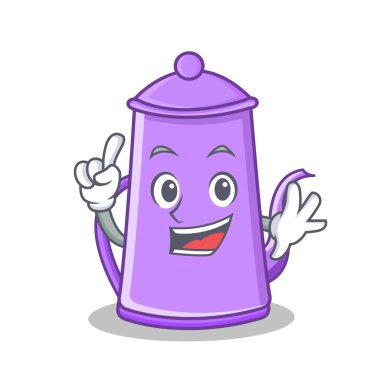 Parmak mor çaydanlık karakter karikatür