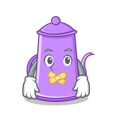 Sessiz mor çaydanlık karakter karikatür