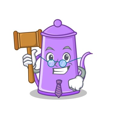 Yargıç mor çaydanlık karakter karikatür