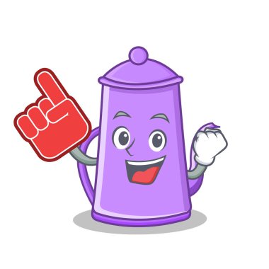 Köpük parmak mor çaydanlık karakter karikatür