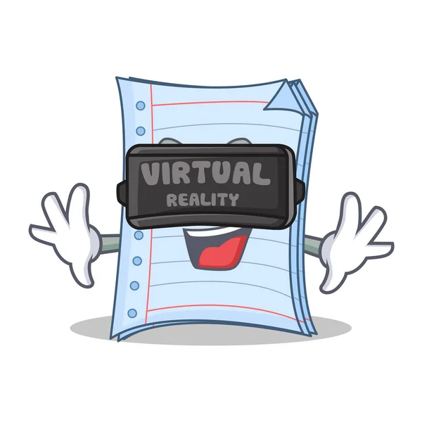 Espirituoso virtual realidade notebook personagem desenho animado — Vetor de Stock