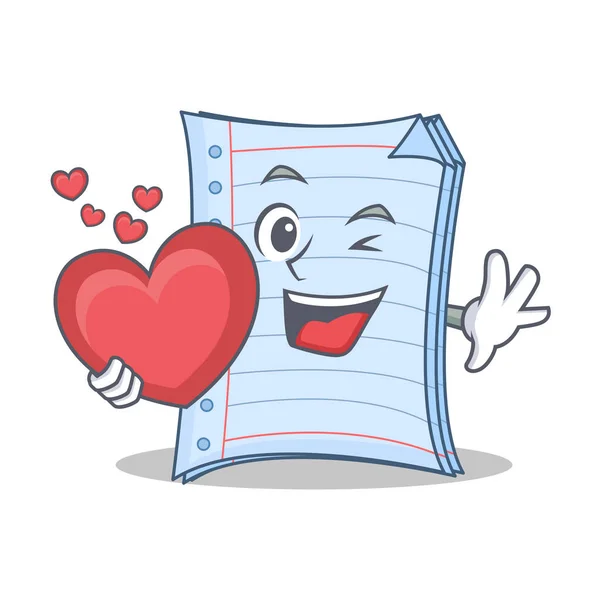 Com design de desenho animado de personagem de caderno de coração — Vetor de Stock