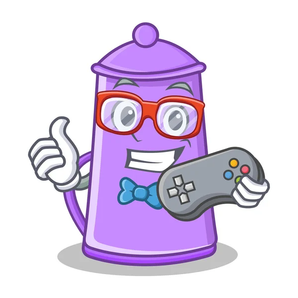 Gamer teapot character cartoon style — Stock Vector