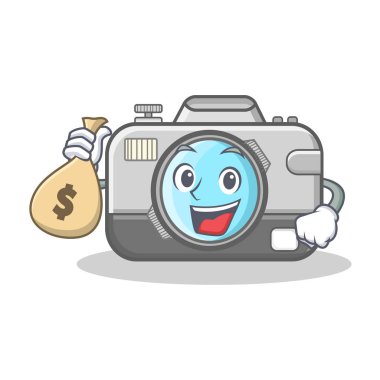 Para çantası fotoğraf kamera karakter karikatür ile