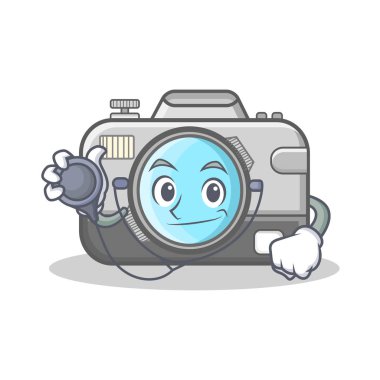 Doktor fotoğraf kamera karakter karikatür