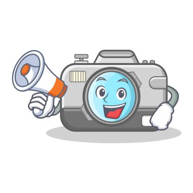 Megafon fotoğraf kamera karakter karikatür ile