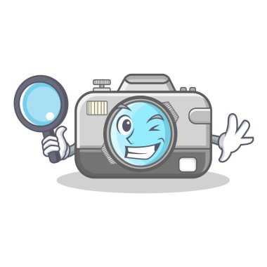 Dedektif fotoğraf kamera karakter karikatür