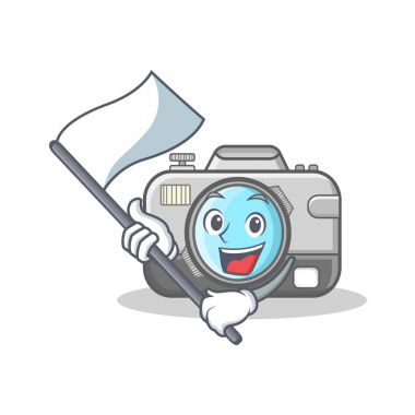 Bayrak kamera caharacter çizgi film tasarımı ile