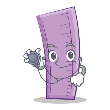 Doktor cetvel karakter karikatür tasarım