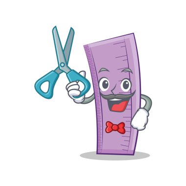 Cetvel karakter karikatür tasarım berber