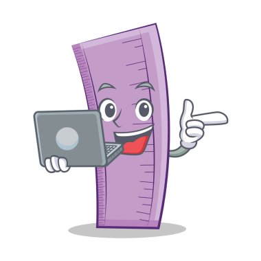 Dizüstü cetvel karakter karikatür tasarım ile