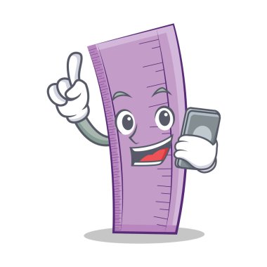 Telefon cetvel karakter karikatür çizmek ile