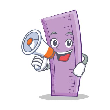 Megafon cetvel karakter karikatür tasarım ile