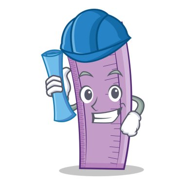 Mimar cetvel karakter karikatür tasarım