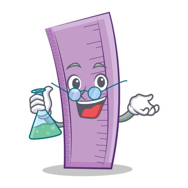 Profesör cetvel karakter karikatür tasarım