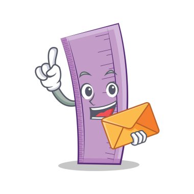 Zarf cetvel karakter karikatür tasarım ile