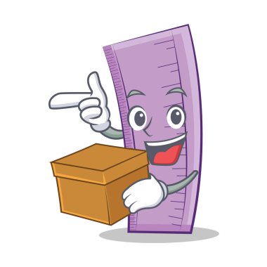 Kutusunda cetvel karakter karikatür tasarım ile