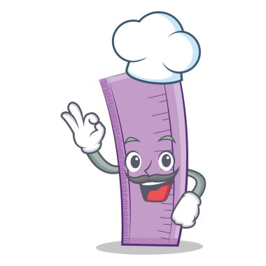 Şef cetvel karakter karikatür tasarım